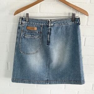 Vintage 90s Y2K Denim Skirt Jean GF Ferre Ittierre Hip Hop Designer Sz 28/42